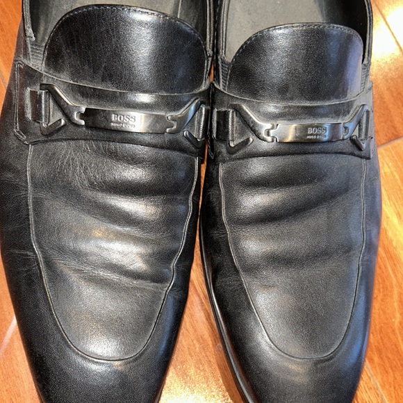 100% Authentic Hugo Boss Men’s Shoe/Slip on Loafer black leather size 9/UK 8 - Picture 2 of 7